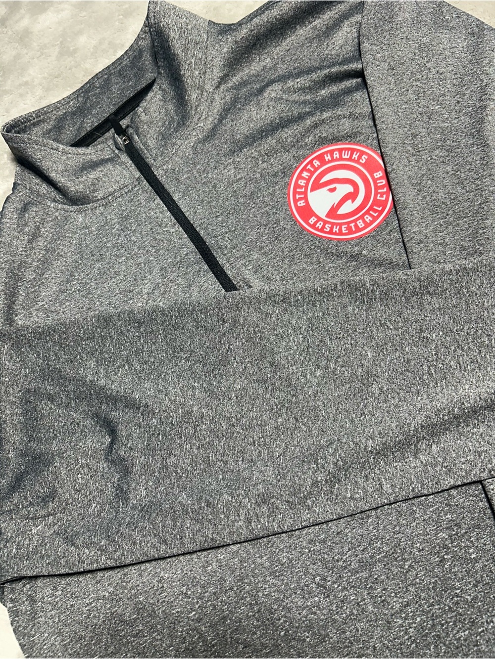 Unk Gray NBA Atlanta Hawks Zip Pullover with Red Logo